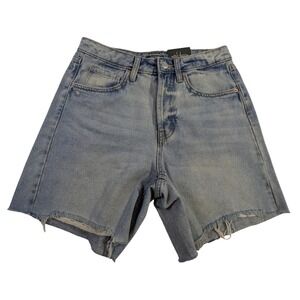 Wild Fable Light Wash High-Rise Bermuda Denim Shorts 4 Distressed Raw Hem